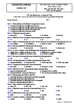 Đề thi thử Tốt nghiệp THPT môn Hóa học năm 2020 - Mã đề 238 - Trường THPT Vĩnh Bảo